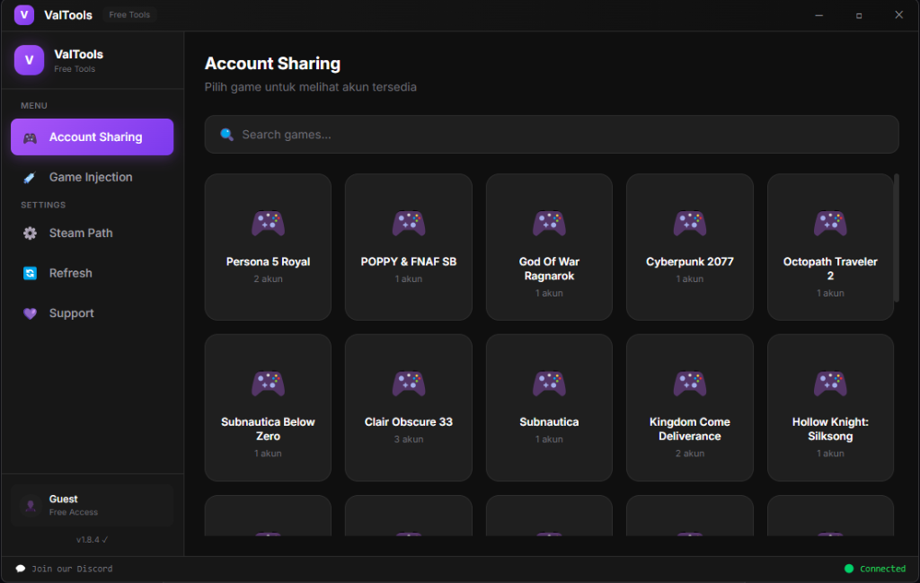 Valtools Account Sharing
