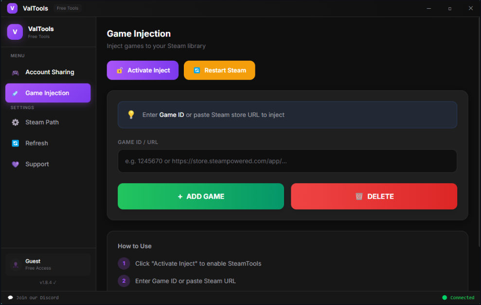 Valtools Game Injection